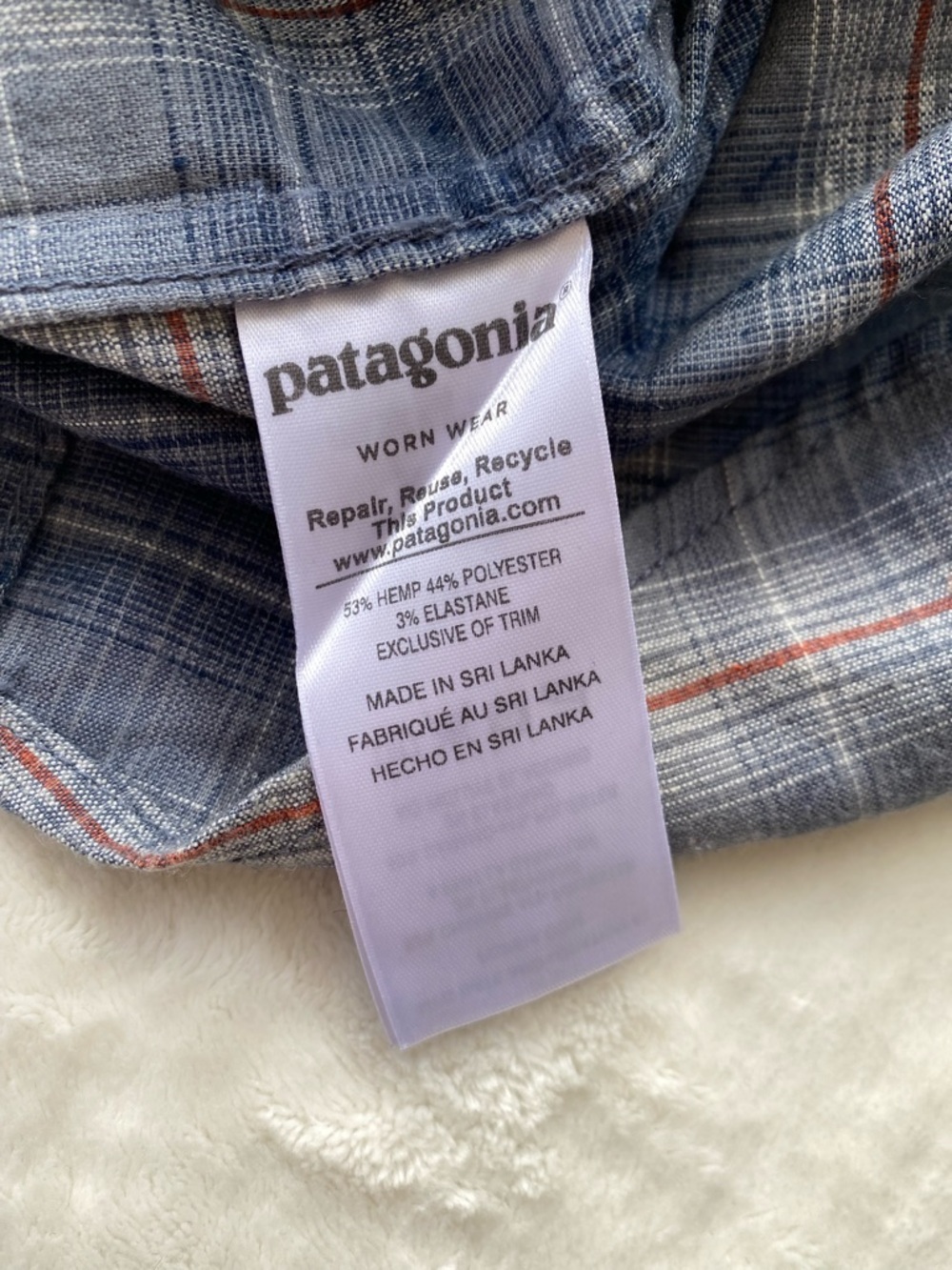 Patagonia Hemp Blend Western Snap Plaid Shirt - Men’s Small - Blue/Orange - Picture 9 of 11